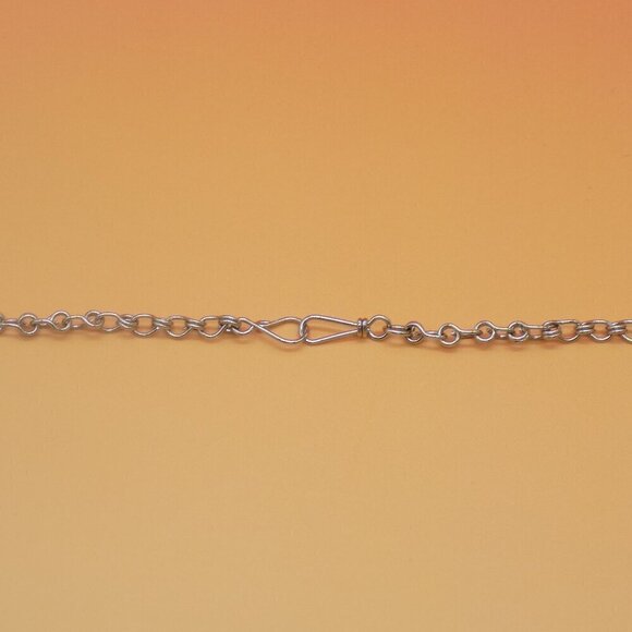 Vintage Mesh Choker Bib Necklace Silver Tone Orange Glass Square Beads - Picture 4 of 11